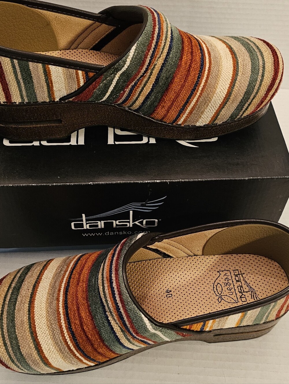 Dansko Vegan Pro Striped Multicolor Slip-On Clogs - Picture 5 of 13